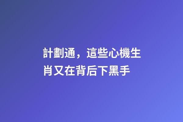 計劃通，這些心機生肖又在背后下黑手