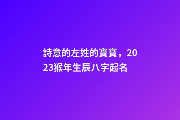 詩意的左姓的寶寶，2023猴年生辰八字起名