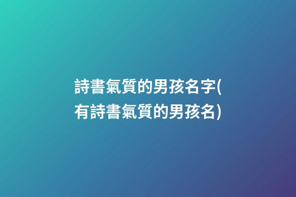 詩書氣質的男孩名字(有詩書氣質的男孩名)