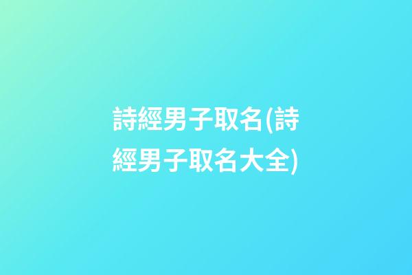 詩經男子取名(詩經男子取名大全)