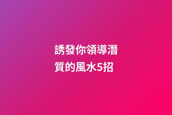 誘發你領導潛質的風水5招