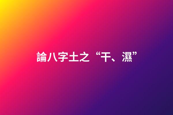 論八字土之“干、濕”