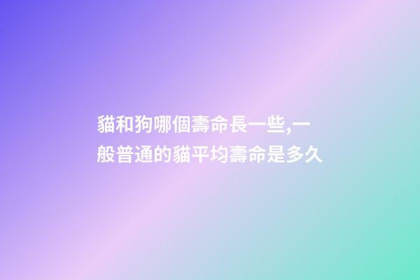 貓和狗哪個壽命長一些,一般普通的貓平均壽命是多久-第1張-觀點-玄機派