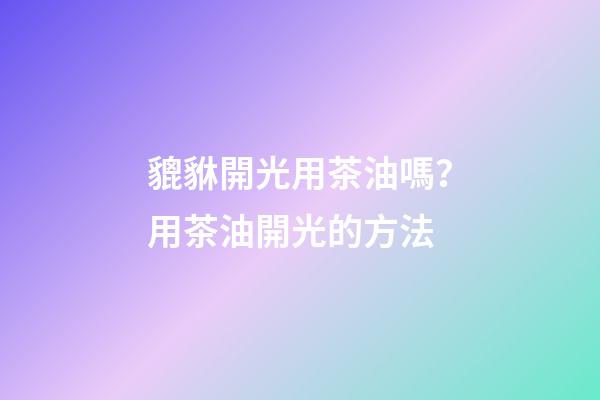 貔貅開光用茶油嗎？用茶油開光的方法