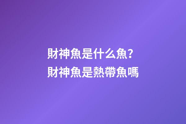 財神魚是什么魚？財神魚是熱帶魚嗎