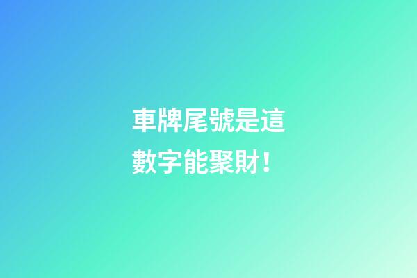 車牌尾號是這數字能聚財！