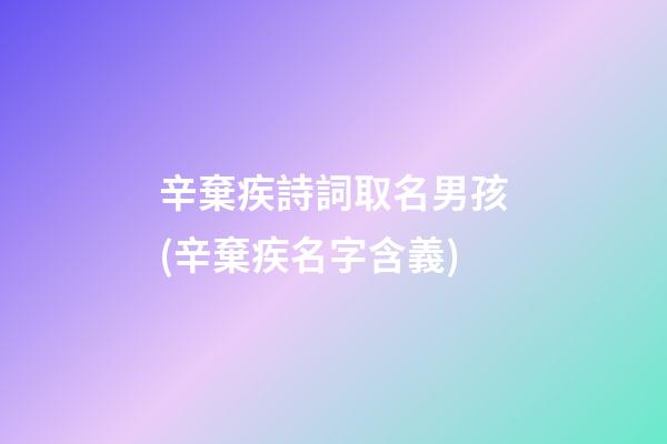 辛棄疾詩詞取名男孩(辛棄疾名字含義)