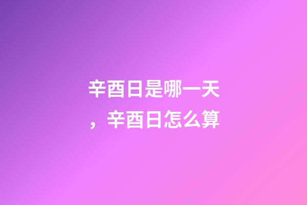 辛酉日是哪一天，辛酉日怎么算
