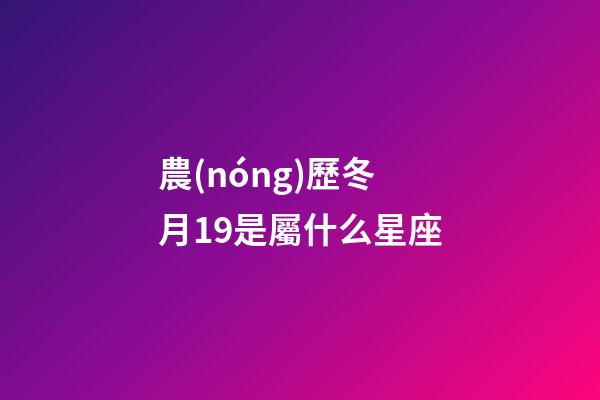 農(nóng)歷冬月19是屬什么星座-第1張-星座運(yùn)勢(shì)-玄機(jī)派