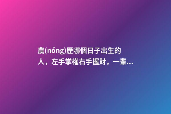 農(nóng)歷哪個日子出生的人，左手掌權右手握財，一輩子非富即貴！