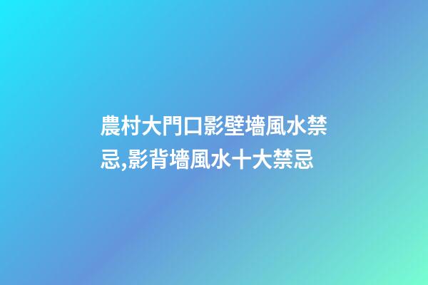 農村大門口影壁墻風水禁忌,影背墻風水十大禁忌
