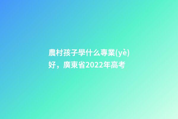農村孩子學什么專業(yè)好，廣東省2022年高考-第1張-觀點-玄機派