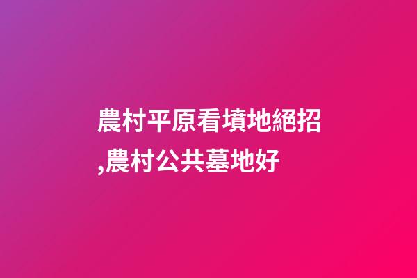 農村平原看墳地絕招,農村公共墓地好-第1張-觀點-玄機派