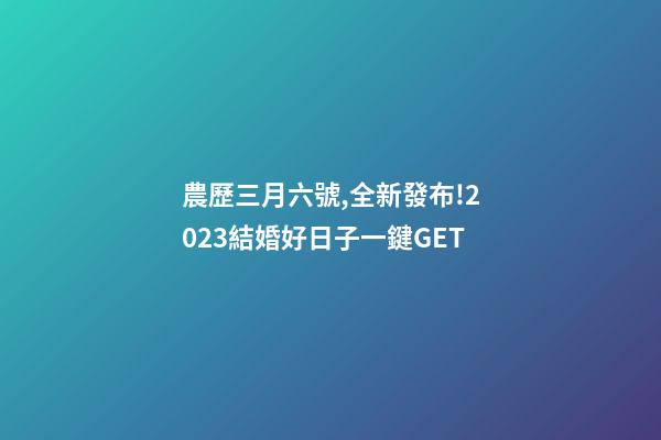 農歷三月六號,全新發布!2023結婚好日子一鍵GET-第1張-觀點-玄機派