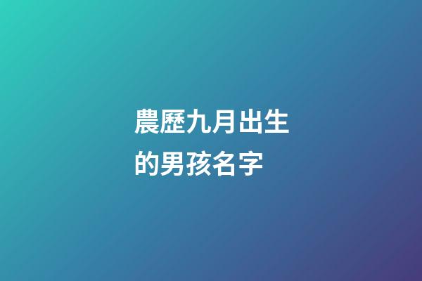 農歷九月出生的男孩名字(農歷九月出生的男孩名字怎么取)-第1張-男孩起名-玄機派