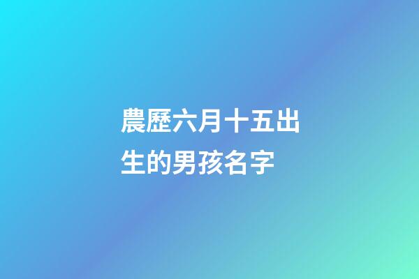 農歷六月十五出生的男孩名字(農歷六月十五出生的男孩名字大全)-第1張-男孩起名-玄機派
