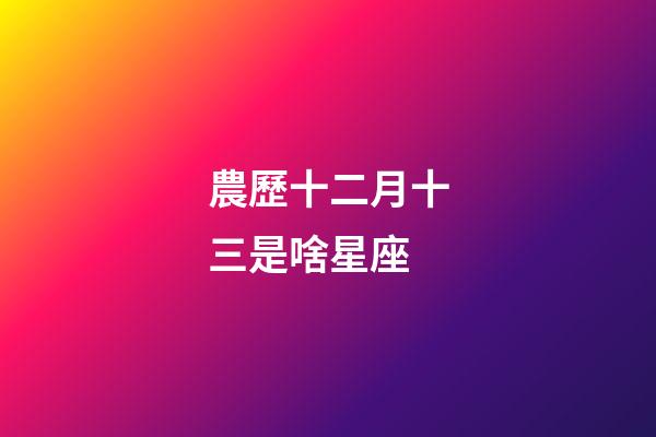 農歷十二月十三是啥星座-第1張-星座運勢-玄機派