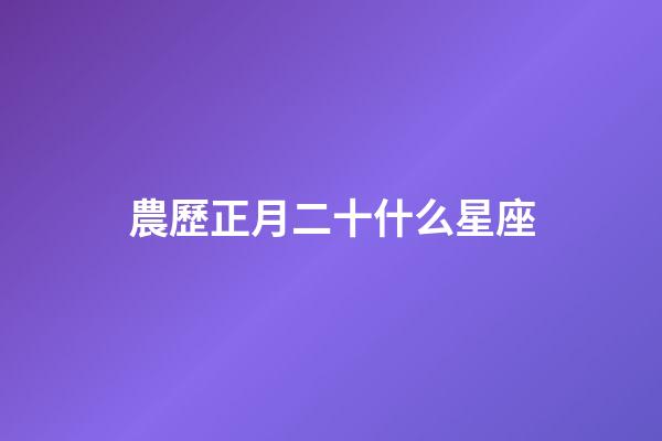 農歷正月二十什么星座-第1張-星座運勢-玄機派