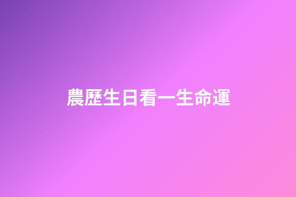 農歷生日看一生命運