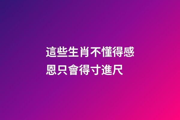 這些生肖不懂得感恩只會得寸進尺