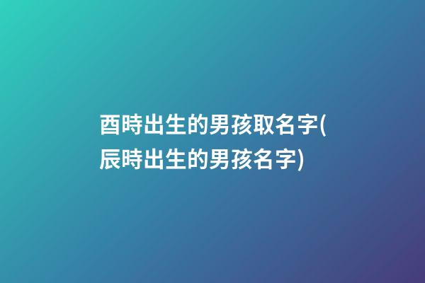 酉時出生的男孩取名字(辰時出生的男孩名字)