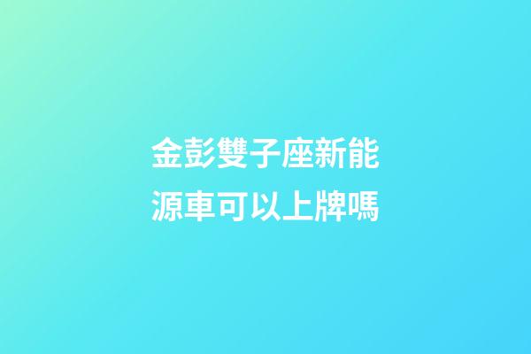 金彭雙子座新能源車可以上牌嗎