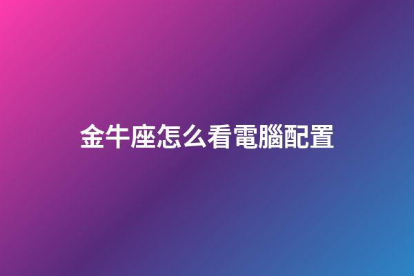 金牛座怎么看電腦配置