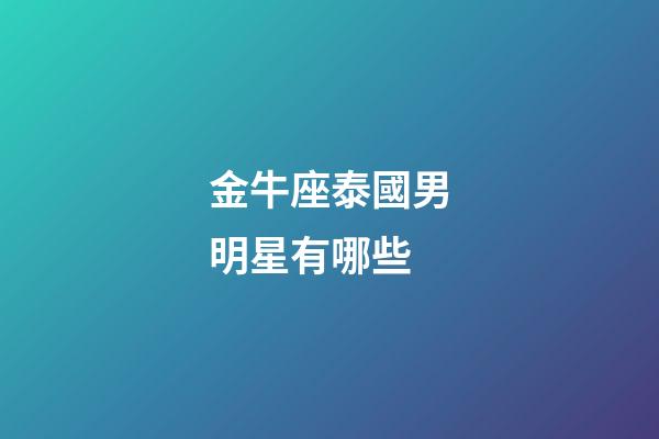 金牛座泰國男明星有哪些