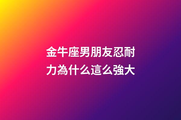金牛座男朋友忍耐力為什么這么強大-第1張-星座運勢-玄機派