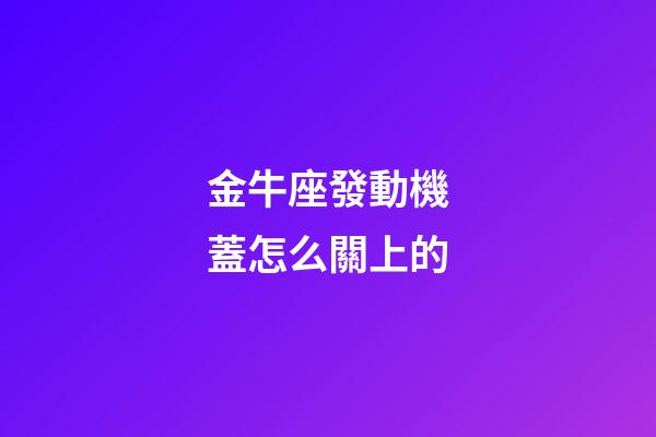 金牛座發動機蓋怎么關上的-第1張-星座運勢-玄機派
