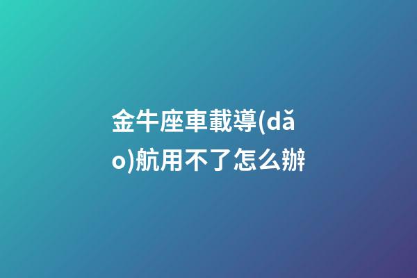 金牛座車載導(dǎo)航用不了怎么辦-第1張-星座運(yùn)勢(shì)-玄機(jī)派