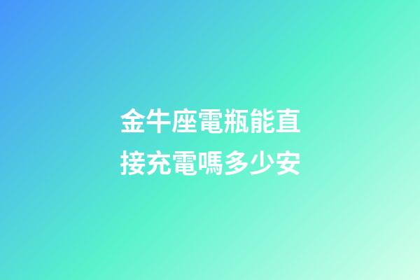 金牛座電瓶能直接充電嗎多少安