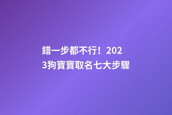 錯一步都不行！2023狗寶寶取名七大步驟