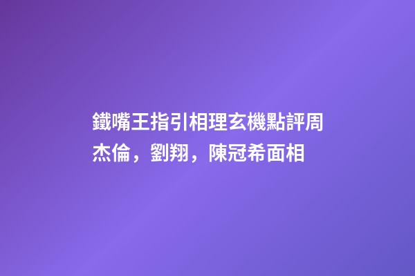 鐵嘴王指引相理玄機點評周杰倫，劉翔，陳冠希面相