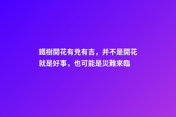 鐵樹開花有兇有吉，并不是開花就是好事，也可能是災難來臨