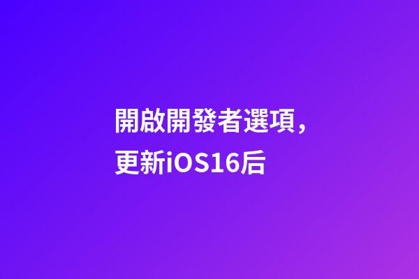 開啟開發者選項，更新iOS16后