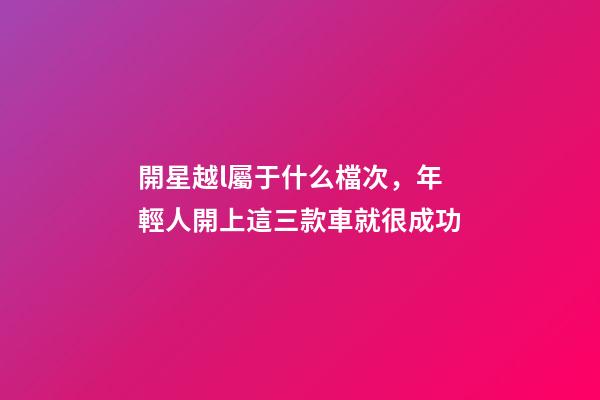 開星越l屬于什么檔次，年輕人開上這三款車就很成功-第1張-觀點-玄機派