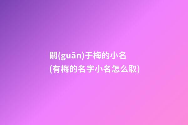 關(guān)于梅的小名(有梅的名字小名怎么取)
