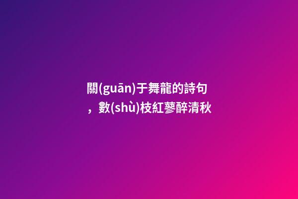 關(guān)于舞龍的詩句，數(shù)枝紅蓼醉清秋-第1張-觀點(diǎn)-玄機(jī)派