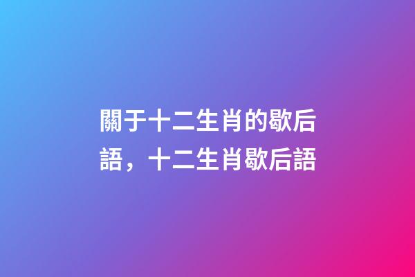 關于十二生肖的歇后語，十二生肖歇后語