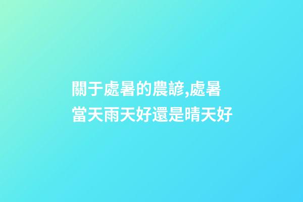 關于處暑的農諺,處暑當天雨天好還是晴天好-第1張-觀點-玄機派