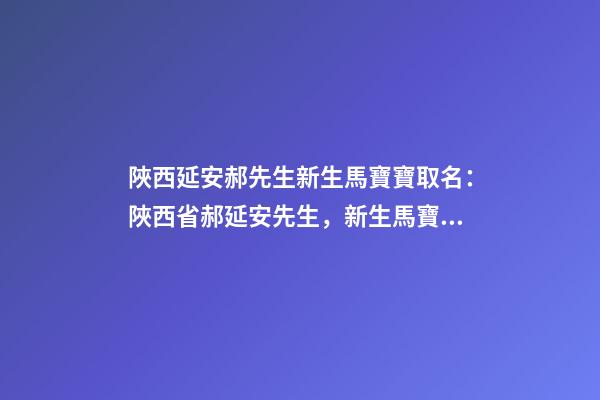 陜西延安郝先生新生馬寶寶取名：陜西省郝延安先生，新生馬寶寶姓名-第1張-公司起名-玄機派