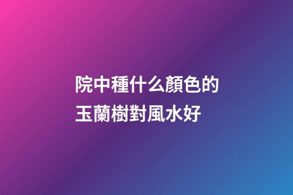 院中種什么顏色的玉蘭樹對風水好