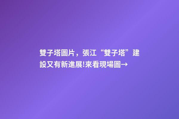 雙子塔圖片，張江“雙子塔”建設又有新進展!來看現場圖→-第1張-觀點-玄機派