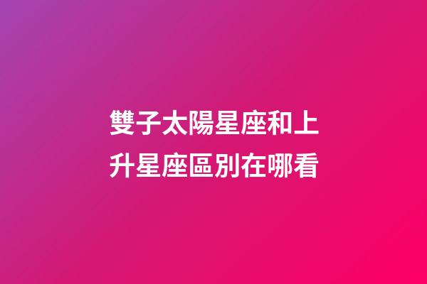 雙子太陽星座和上升星座區別在哪看-第1張-星座運勢-玄機派