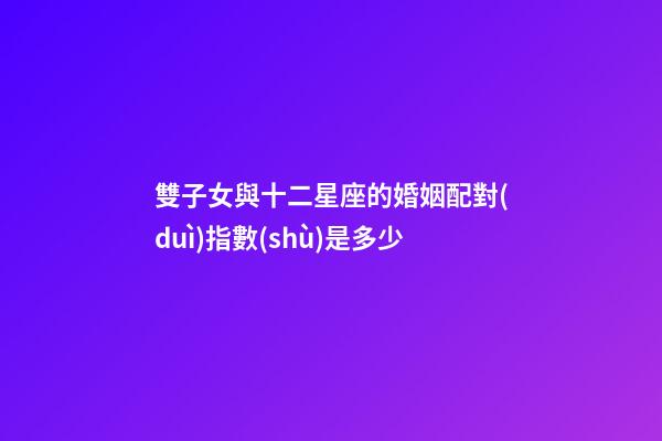 雙子女與十二星座的婚姻配對(duì)指數(shù)是多少-第1張-星座運(yùn)勢(shì)-玄機(jī)派