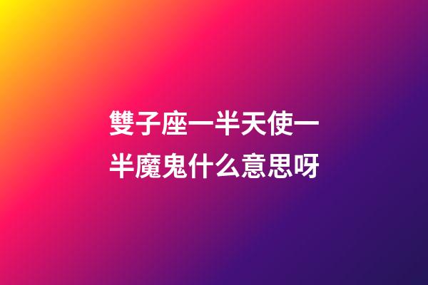 雙子座一半天使一半魔鬼什么意思呀-第1張-星座運勢-玄機派