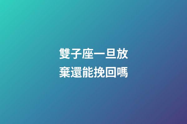 雙子座一旦放棄還能挽回嗎-第1張-星座運勢-玄機派
