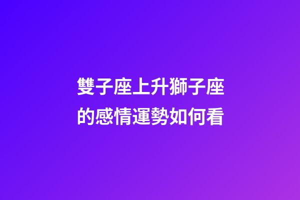 雙子座上升獅子座的感情運勢如何看-第1張-星座運勢-玄機派