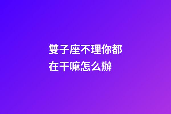 雙子座不理你都在干嘛怎么辦-第1張-星座運勢-玄機派
